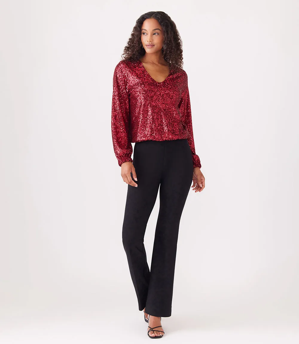 Sequin Long Sleeve Blouson Top