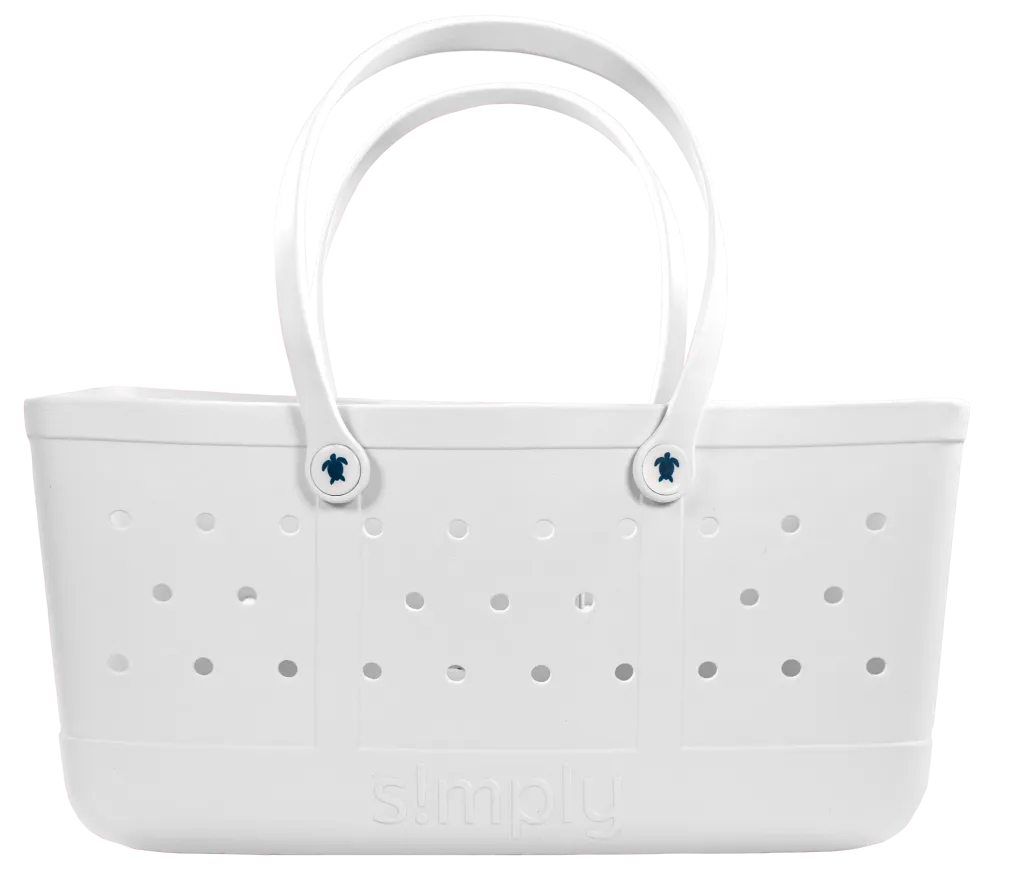 Simply Southern Solid Cloud Grey Beach Waterproof Washable Utility Tote Bag