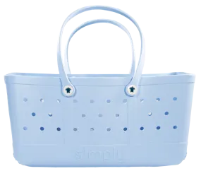 Simply Southern Solid Cool Blue Beach Waterproof Washable Utility Tote Bag