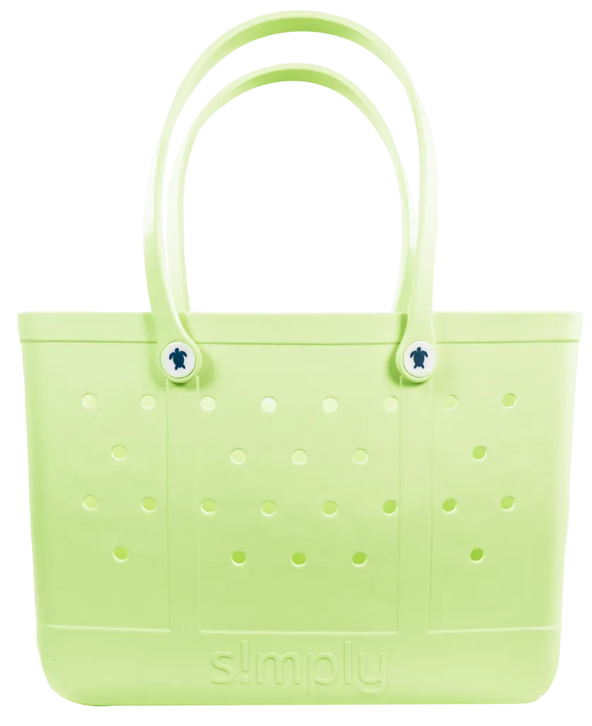 Simply Southern Solid Kiwi Green Beach Waterproof Washable Large Tote Bag