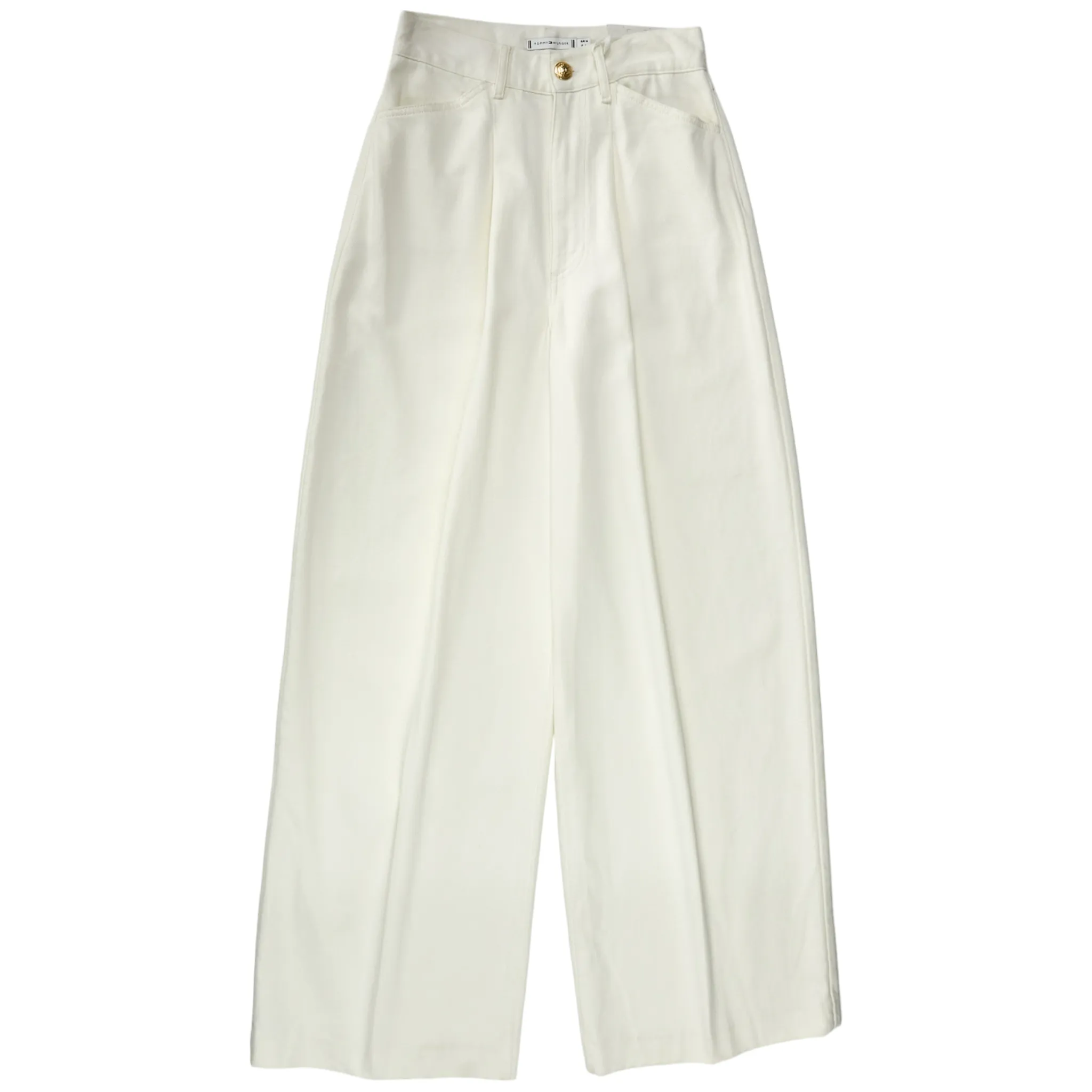 Tommy Hilfiger White Wide Leg Pleated Jeans