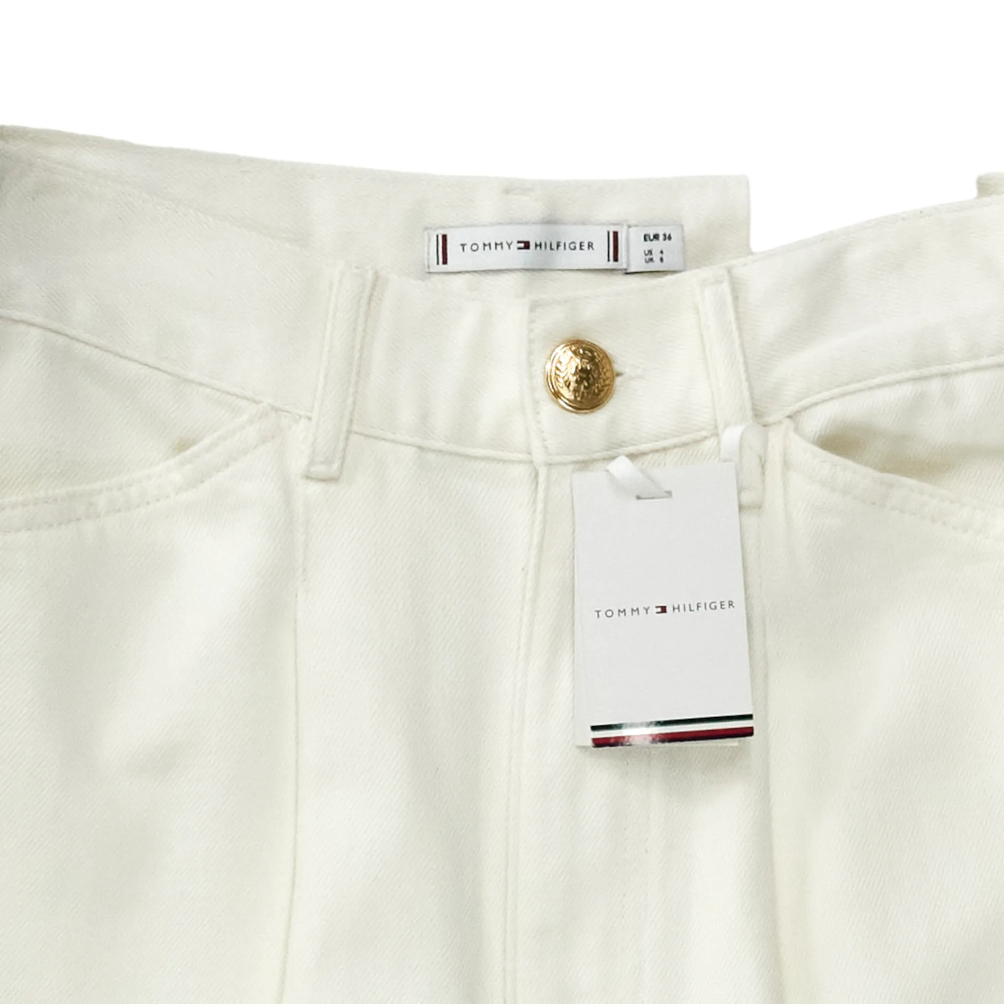 Tommy Hilfiger White Wide Leg Pleated Jeans