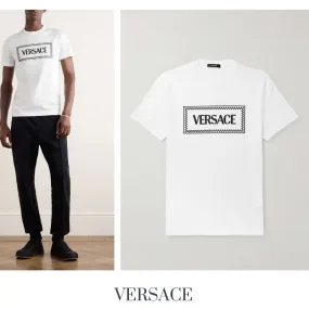 VERSACE  |Cotton Short Sleeves Logo Luxury T-Shirts