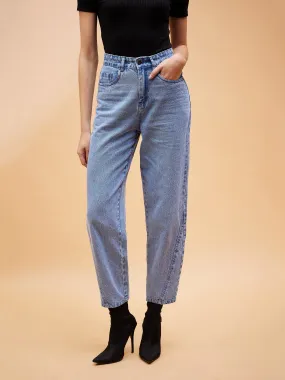 Women Ice Blue Balloon Fit Jeans