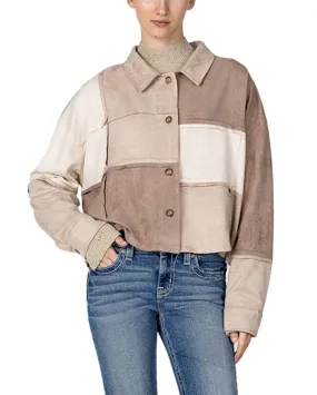 Women's Suede Color Block Jacket