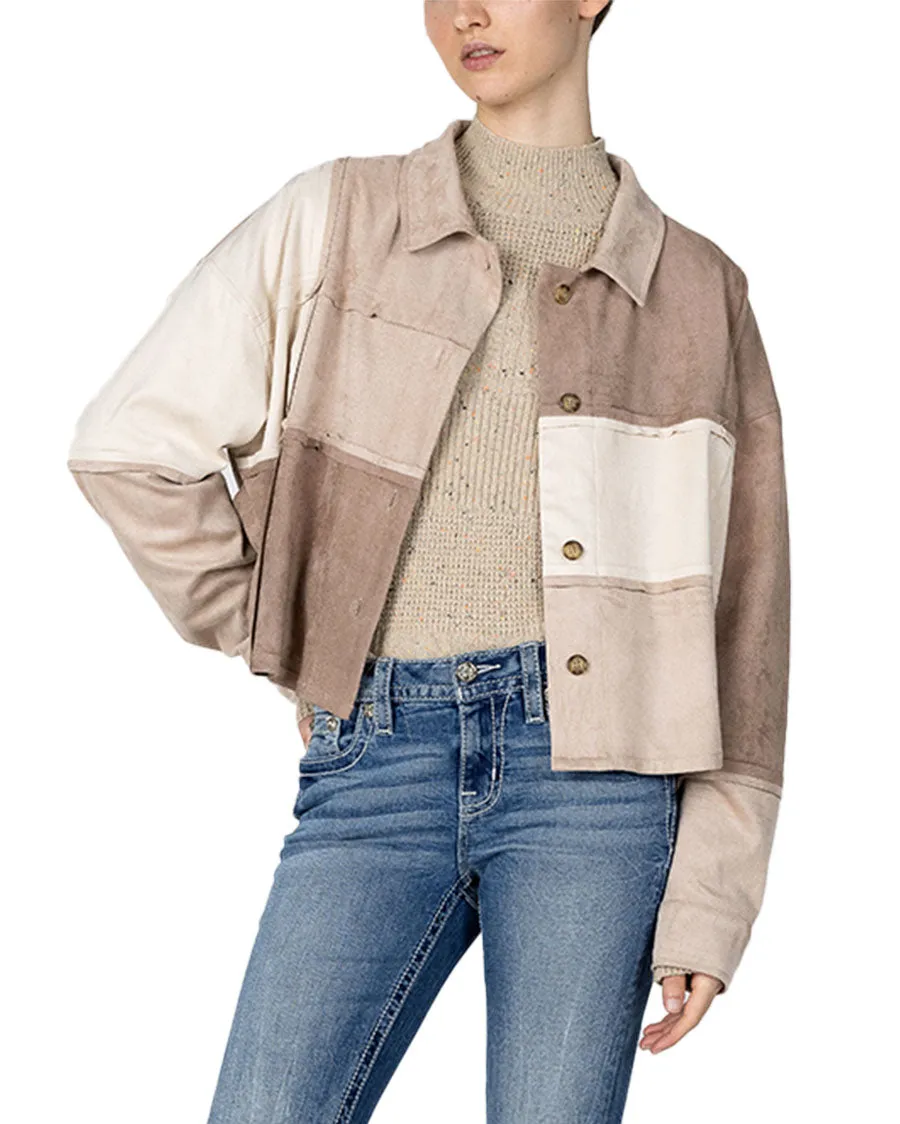 Women's Suede Color Block Jacket