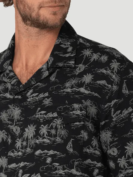 Wrangler Men's Coconut Cowboy Black Camp Shirt 112324944