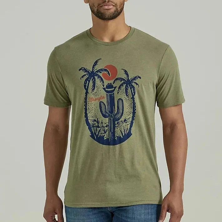 Wrangler Men's Coconut Cowboy Graphic T-Shirt in Lichen