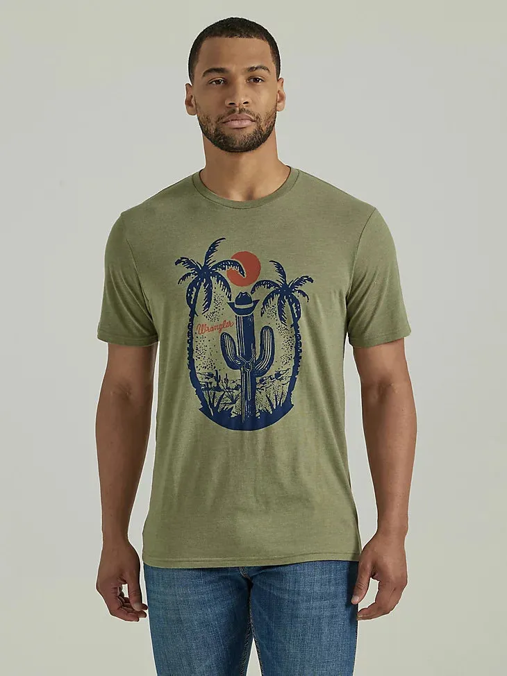 Wrangler Men's Coconut Cowboy Graphic T-Shirt in Lichen