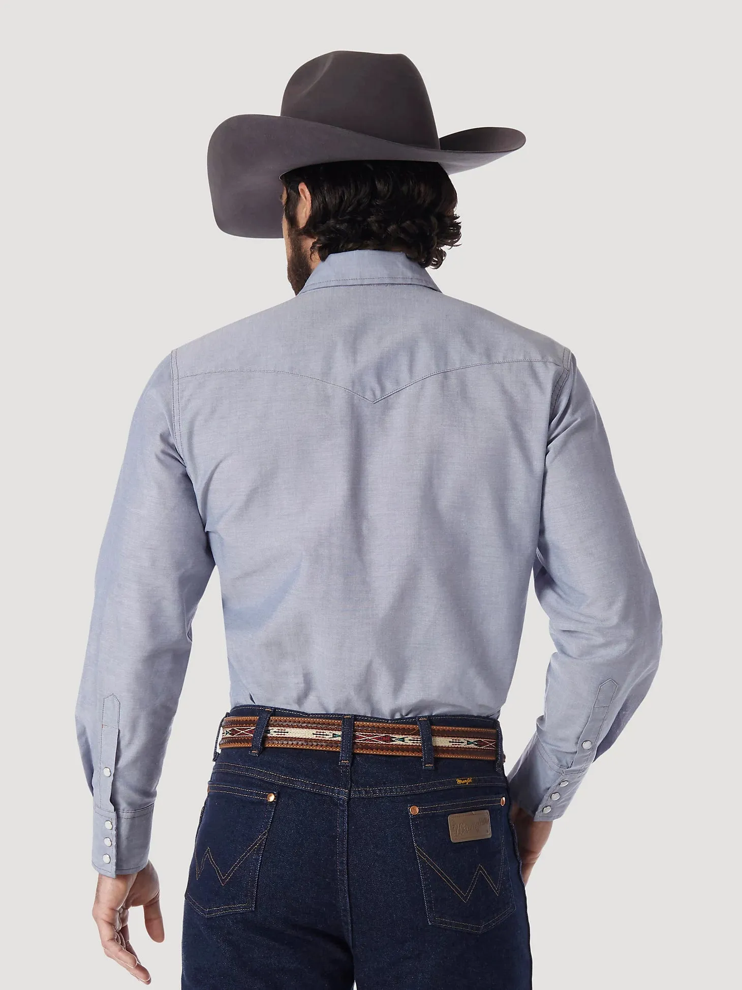 Wrangler Men's Cowboy Cut Poly Blend Long Sleeve Western Work Shirt - Chambray