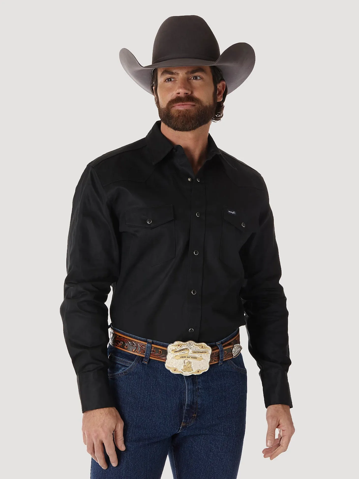 Wrangler Men's Cowboy Cut Twill Long Sleeve Snap Front Western Work Shirt