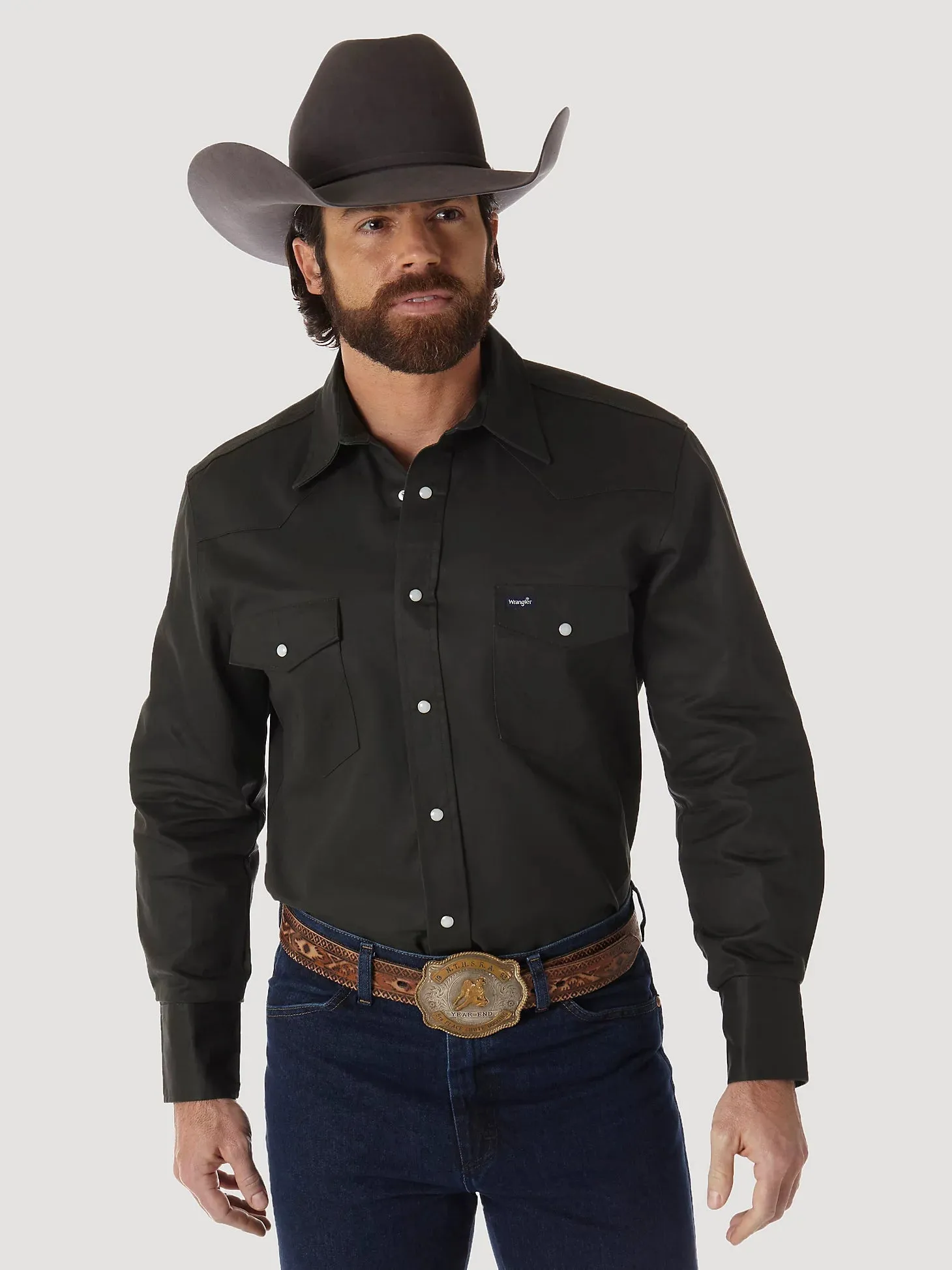 Wrangler Men's Cowboy Cut Twill Long Sleeve Snap Front Western Work Shirt