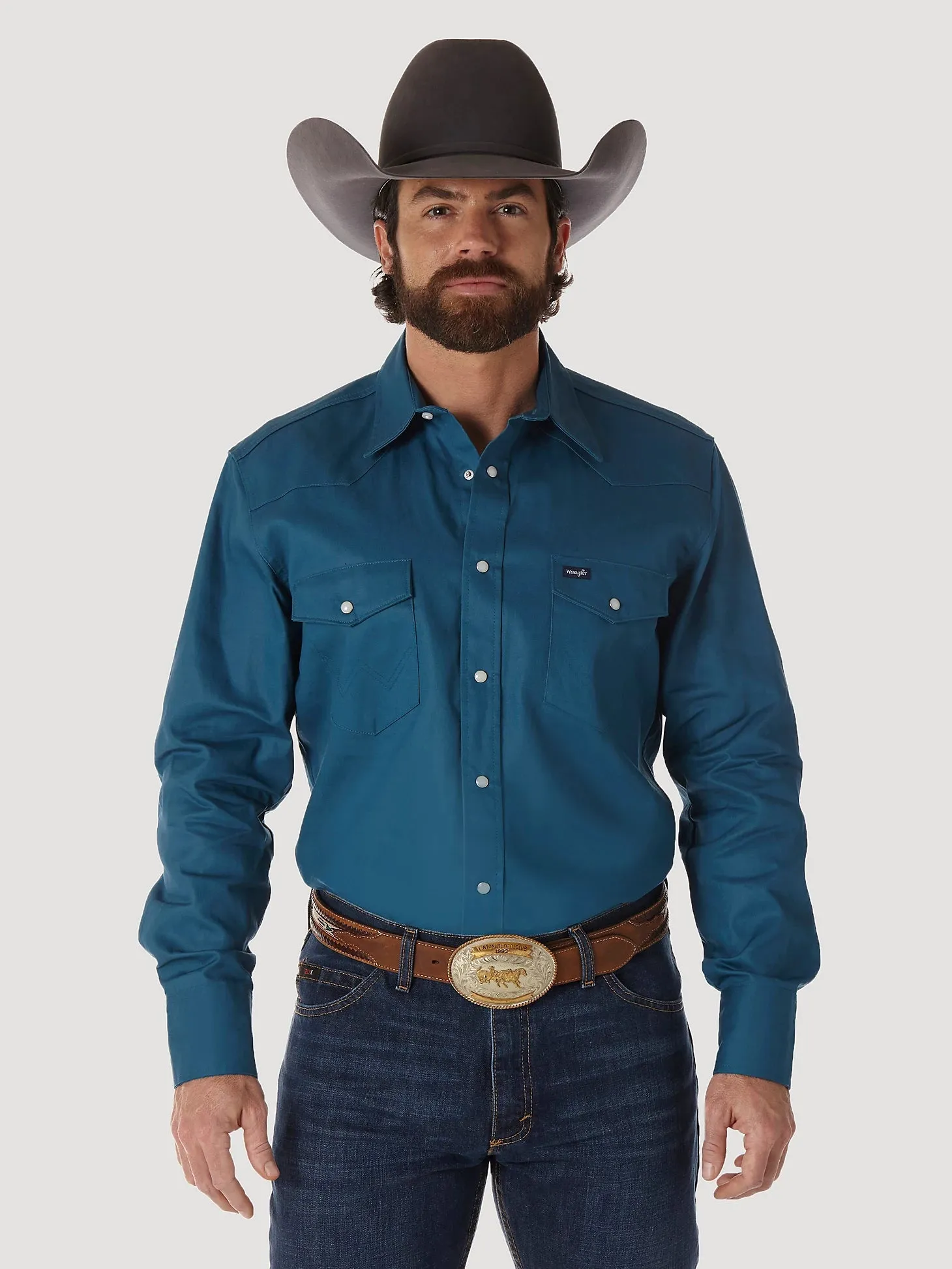 Wrangler Men's Cowboy Cut Twill Long Sleeve Snap Front Western Work Shirt