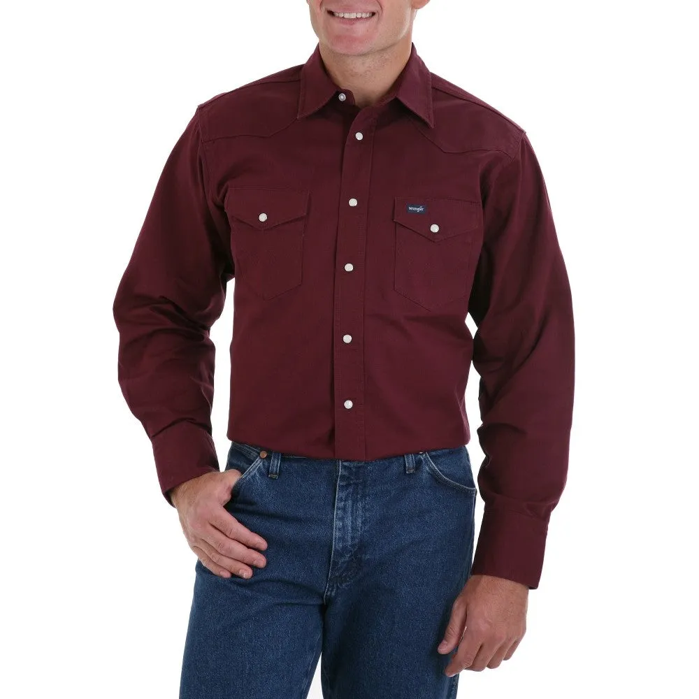 Wrangler Men's Cowboy Cut Twill Long Sleeve Snap Front Western Work Shirt