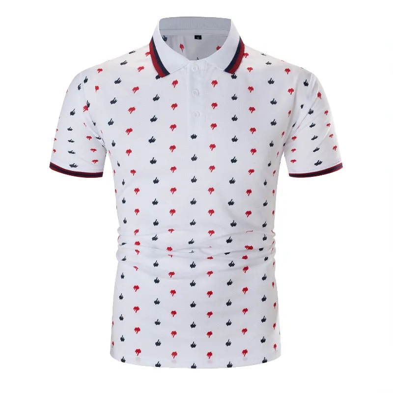 Xituodai Mens Polo Shirts Fashion Casual Printed Lapel Short Sleeve White POLO Shirt Golf Loose Comfortable Male Tops Summer 202